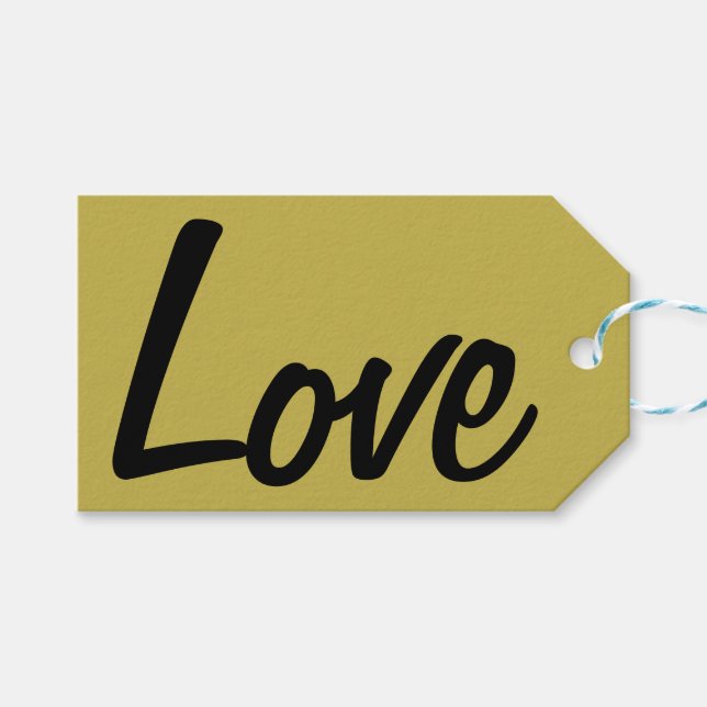 Étiquette cadeau homme "Amour" jaune (Devant (Horizontal))