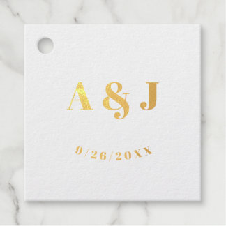 Étiquette-cadeau Initiales et date de l'engagement