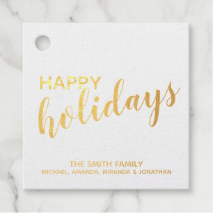 Étiquette-cadeau 'Joyeuses Vacances' Elégante Gold Foil