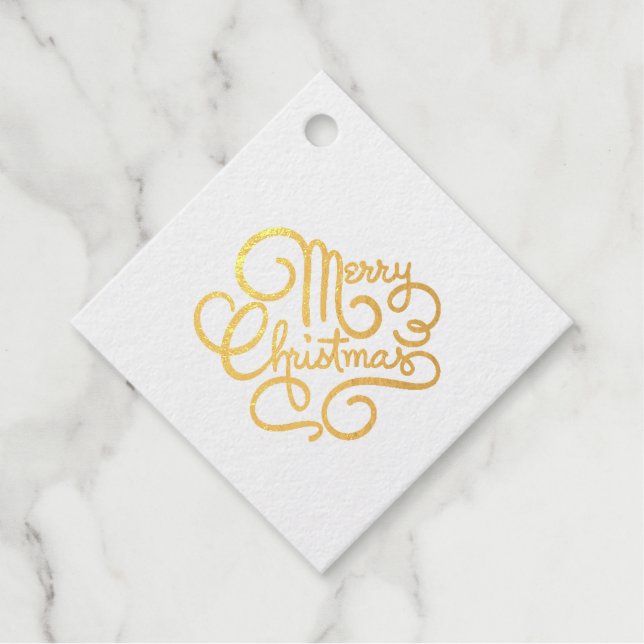 Étiquette-cadeau Joyeux Noël Fancy Police Real Gold Foil Cadeau (Devant)