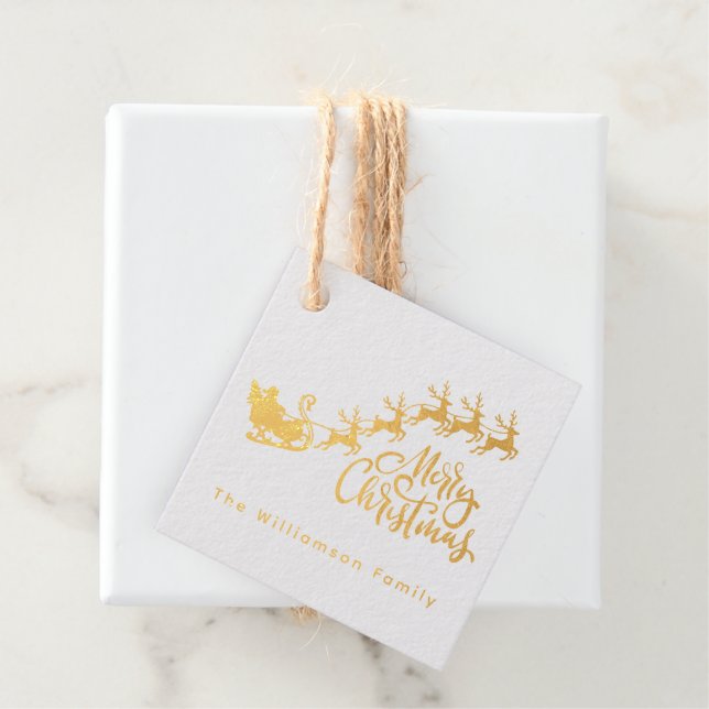 Étiquette-cadeau Joyeux Noël Père Noël Reindeer (Avec boite)
