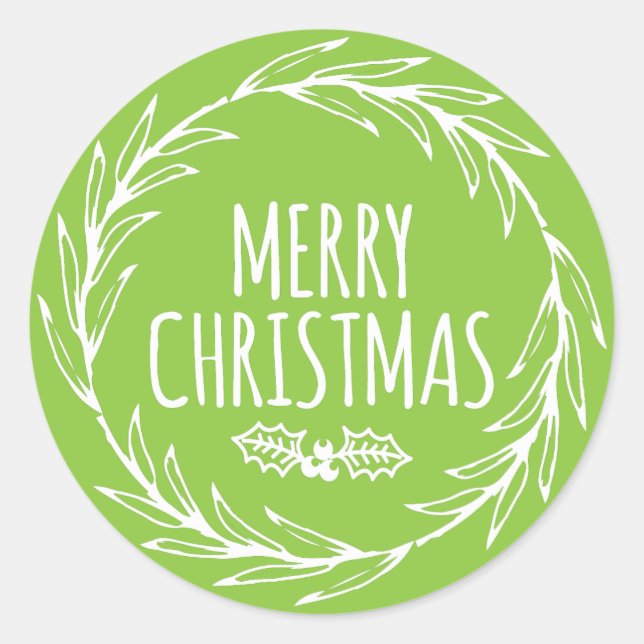 Étiquette cadeau Joyeux Noël Sticker de la couronn (Devant)