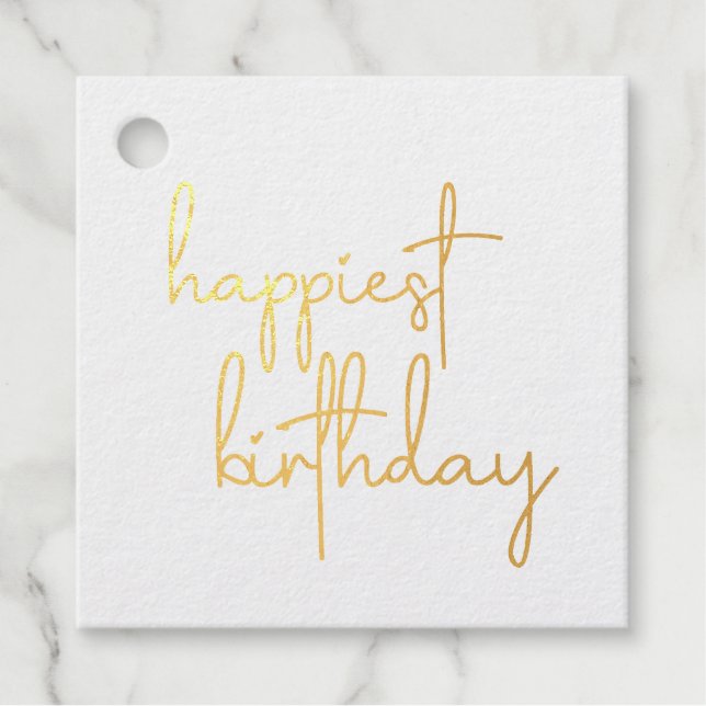Étiquette-cadeau Joyeux Script tendance d'anniversaire (Devant)