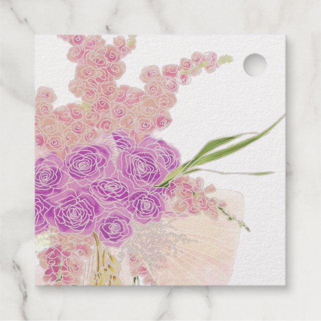 Étiquette-cadeau La Boca Rosa blush rose sheer bow Bouquet  (Dos)