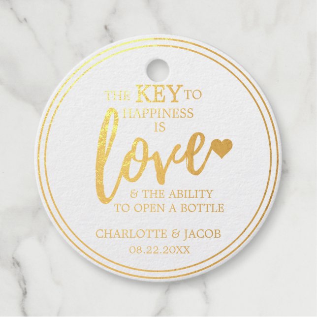 Étiquette-cadeau La clé du Mariage d'or pour le bonheur est LOVE Op (Devant)