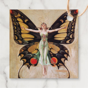 Étiquette-cadeau La métamorphose de la fille Flapper au papillon 19