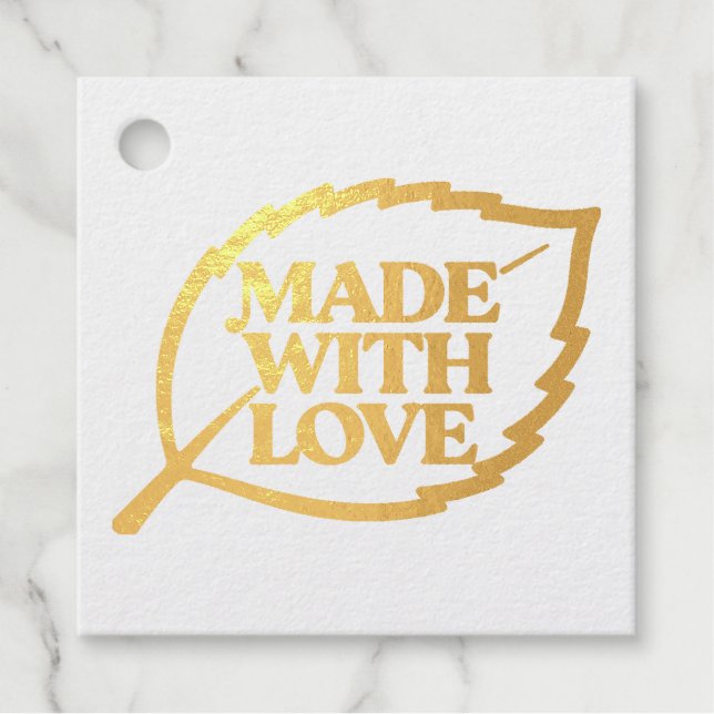 Étiquette-cadeau Label de Nature - FABRIQUÉ AVEC AMOUR - FEUILLE 1 (Devant)