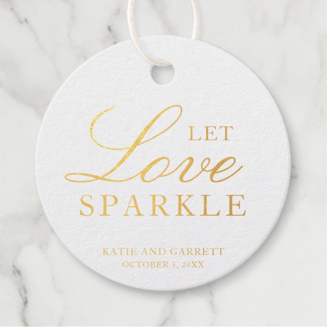 Étiquette-cadeau Laissez Love Sparkle Elegant Mariage Gold Foil (Devant)