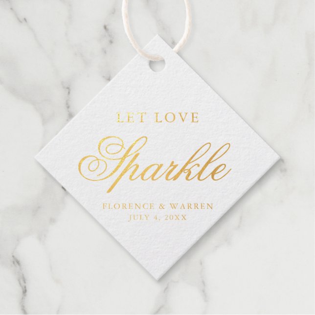 Étiquette-cadeau Laissez Love Sparkle Elegant Mariage Gold Foil (Devant)