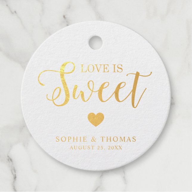 Étiquette-cadeau L'amour mariage est doux Foil Round (Devant)