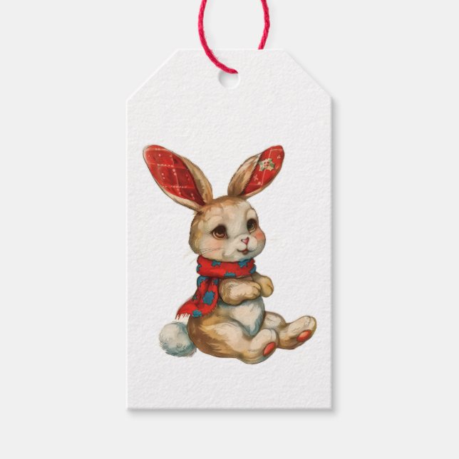 ÉTIQUETTE CADEAU LAPIN DE NOËL  (Devant)