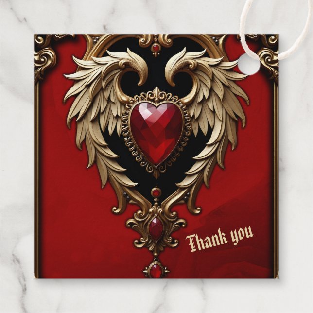 Étiquette-cadeau Le coeur gothique du feu et de l'or. (Dos)