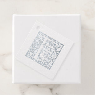 Étiquette-cadeau Lettre illuminée F Monogramme Anniversaire Argent