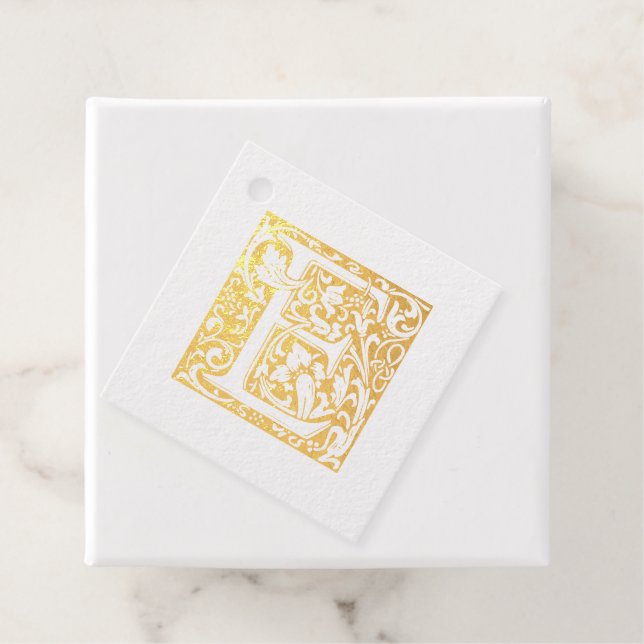 Étiquette-cadeau Lettre mariage E Monogramme (Avec boite)