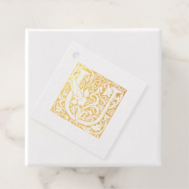 Étiquette-cadeau Lettre mariage illuminée U Monogramme (Avec boite)