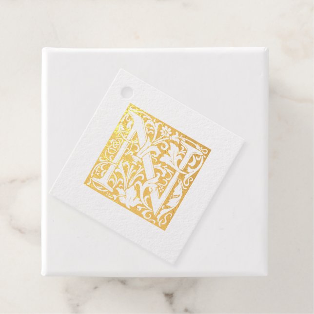 Étiquette-cadeau Lettre mariage N Monogramme (Avec boite)