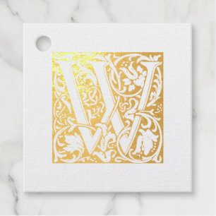 Étiquette-cadeau Lettre mariage W Monogramme illuminée