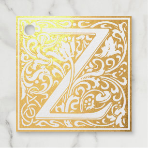 Étiquette-cadeau Lettre Z Art nouveau Carrelage noir et blanc