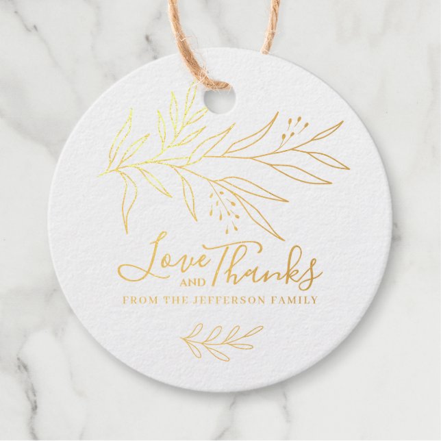 Étiquette-cadeau Ligne Moderne Art Foliage Verdure Amour Et Merci (Devant)