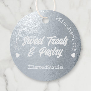 Étiquette-cadeau Logo de luxe Nom de l'entreprise Coeurs Shimmery S