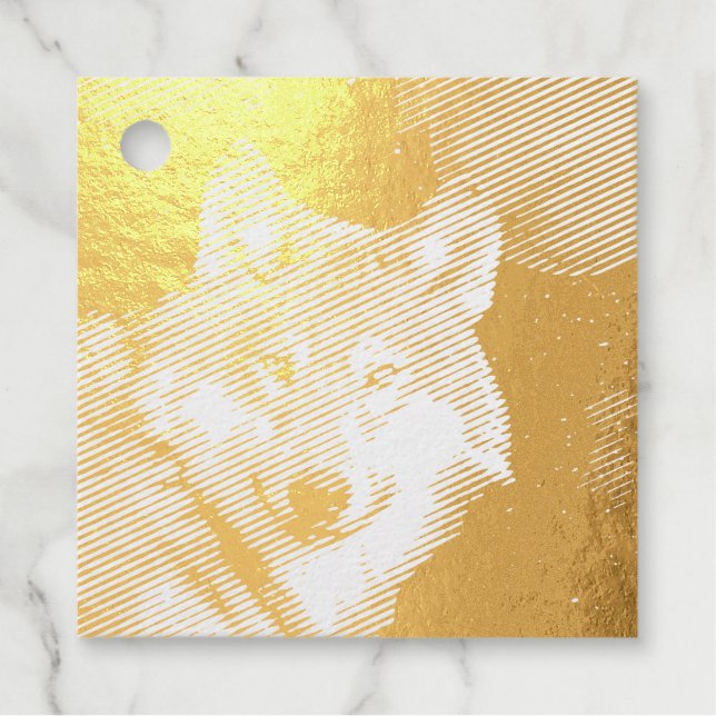 Étiquette-cadeau Loup solitaire ciel étoilé sang lune classique ron (Devant)