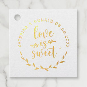 Étiquette-cadeau Love is Sweet Mariage Classic Round Sticker