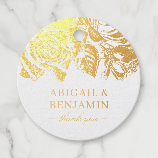 Étiquette-cadeau Luxe rose vintage mariage à fleurs  (Devant)