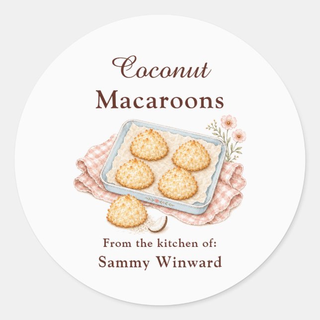 Étiquette Cadeau Macaron à la Noix de Coco (Devant)