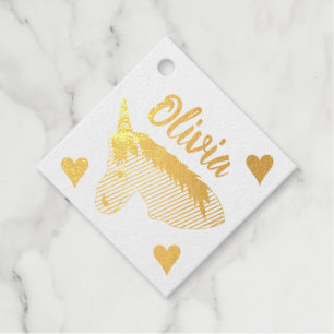 Étiquette-cadeau Magique Unicorne Mythique Cheval et Coeurs