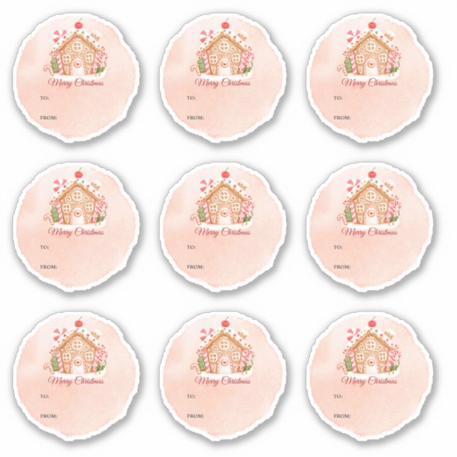 Étiquette cadeau maison en pain d'épices rose pers (Devant)