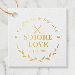 Étiquette-cadeau Mariage Amour S'more Or