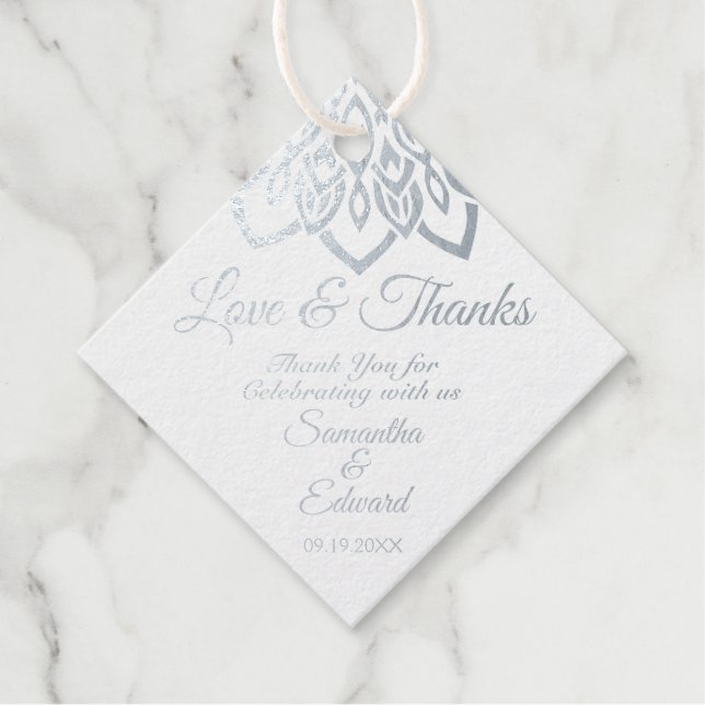 Étiquette-cadeau Mariage Bourgogne Silver Foil (Devant)