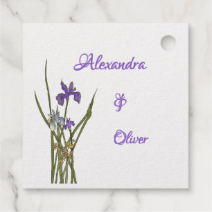 Étiquette-cadeau Mariage d'aquarelle violet et bleu Iris