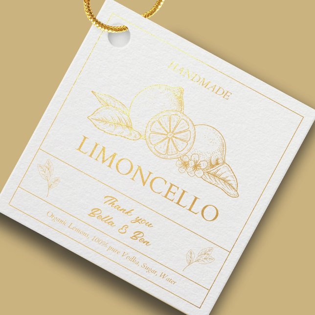 Étiquette-cadeau Mariage de citron moderne Limoncello bouteille (Créateur téléchargé)