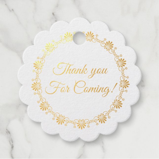 Étiquette-cadeau Mariage de monogramme de Merci Gold (Devant)