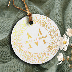 ÉTIQUETTE-CADEAU MARIAGE DE MONOGRAMME PERSONNALISÉ CLASSIQUE ORNAT