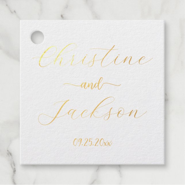 Étiquette-cadeau Mariage de style élégant moderne (Devant)