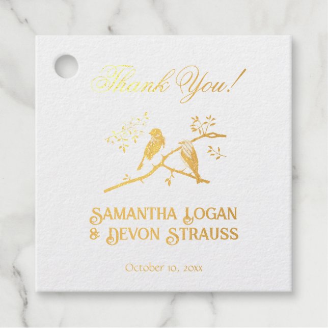 Étiquette-cadeau Mariage des merles bleus (Devant)