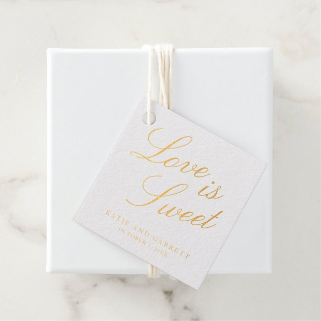 Étiquette-cadeau Mariage Élégant Amour Est Doux (Avec boite)
