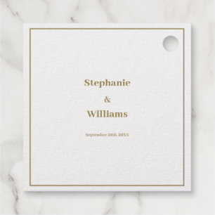 Étiquette-cadeau Mariage Élégant Minimaliste Moderne Or Blanc