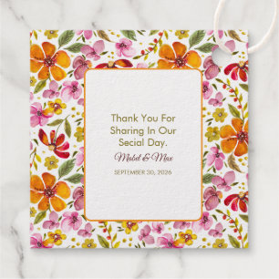 Étiquette-cadeau Mariage Floral Aquarelle Personnalisé