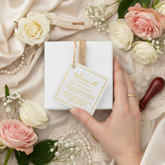 Étiquette-cadeau Mariage Minimaliste Carré Moderne Favori