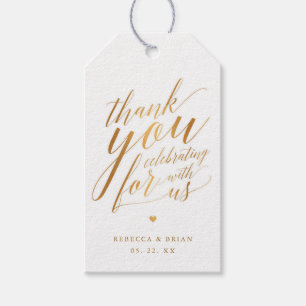 Étiquette cadeau Mariage or de calligraphie Merci