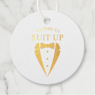 Étiquette-cadeau Mariage Or Tuxedo Suit Groomsman Proposition