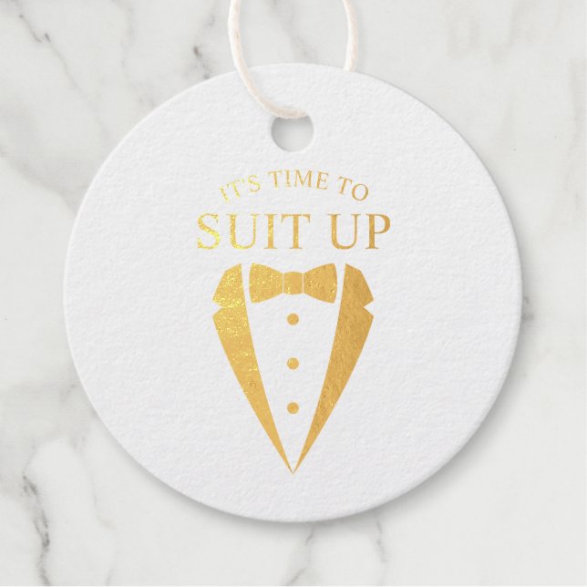 Étiquette-cadeau Mariage Or Tuxedo Suit Groomsman Proposition (Devant)
