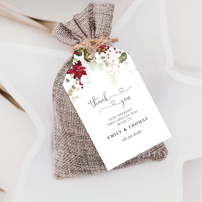 Étiquette cadeau Mariage Red Poinsettia (Créateur téléchargé)