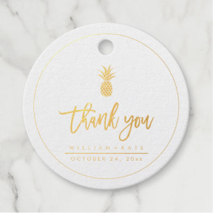 Étiquette-cadeau Merci, Ananas Estampés à la Feuille d'Or