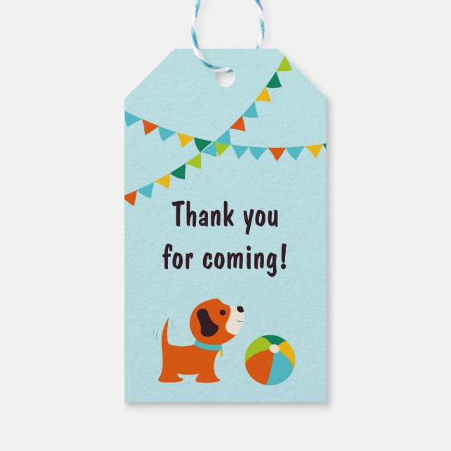 Étiquette cadeau Merci d'anniversaire de marionnet (Dos)