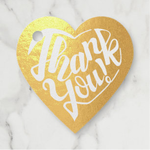 Étiquette-cadeau Merci en forme de coeur en 8 langues Foil Tag
