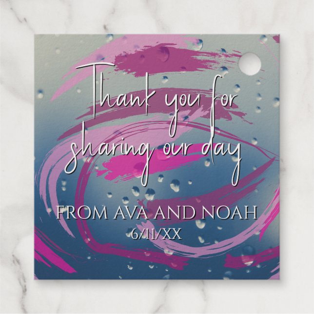 Étiquette-cadeau Merci Fuchsia & Soft Pink Brushstrokies (Dos)